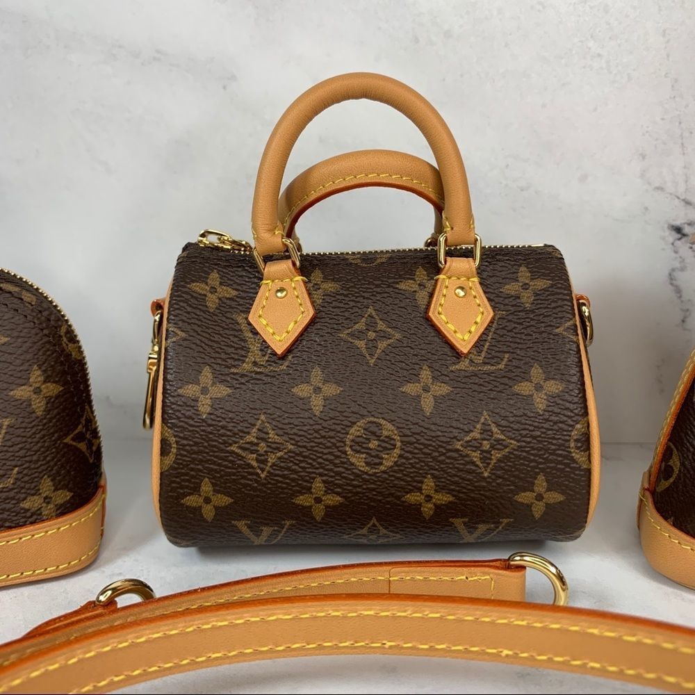 ββ Louis Vuitton Trio Mini Cones Monogram 3-bag Set charms Speedy Alma Noe NEW - Picture 9 of 16